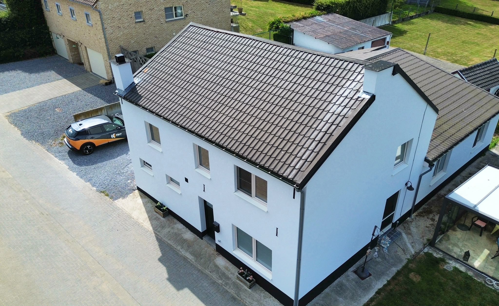 dronefoto van Gevelrenovatie met crepi in Tongeren